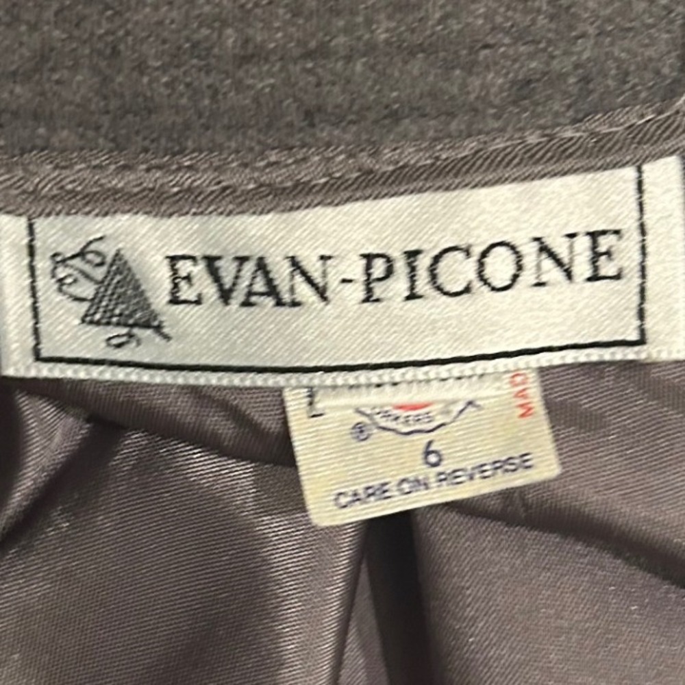Vintage Women Wool Evan Picone Gray Knee Length Skirt Pockets Size 6 Made in USA - Picture 6 of 10